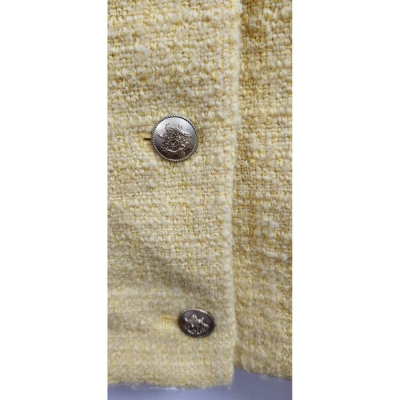 J.Crew Yellow Tweed Cropped Jacket 18 Women Classic Chanel Style Button Front - Picture 5 of 14